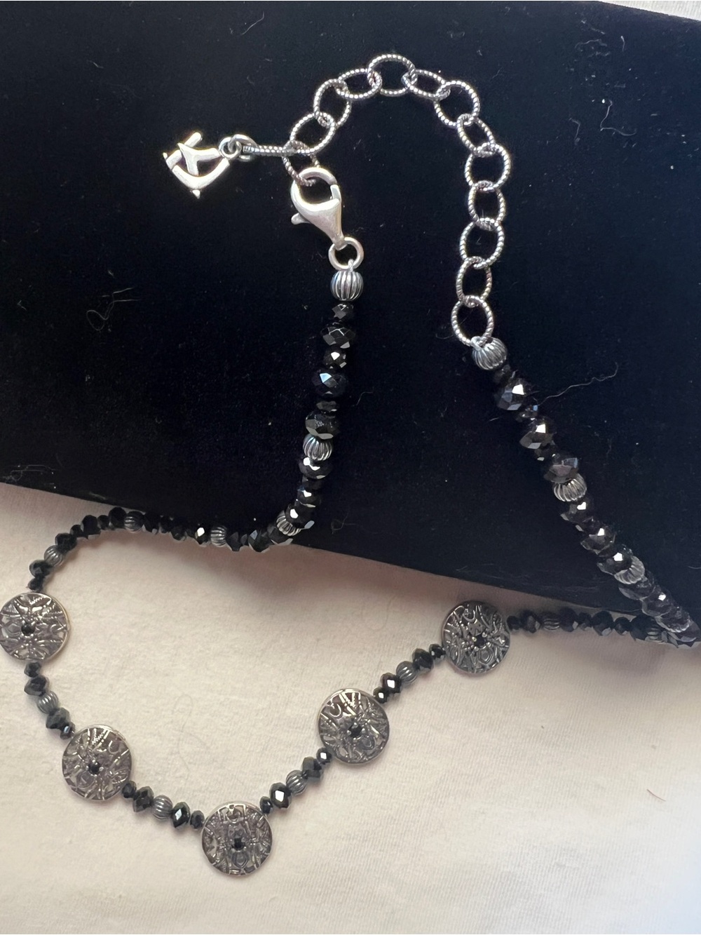 Carolyn Pollack Kenneth Johnson Black Spider Cut out Necklace / Pendant 925